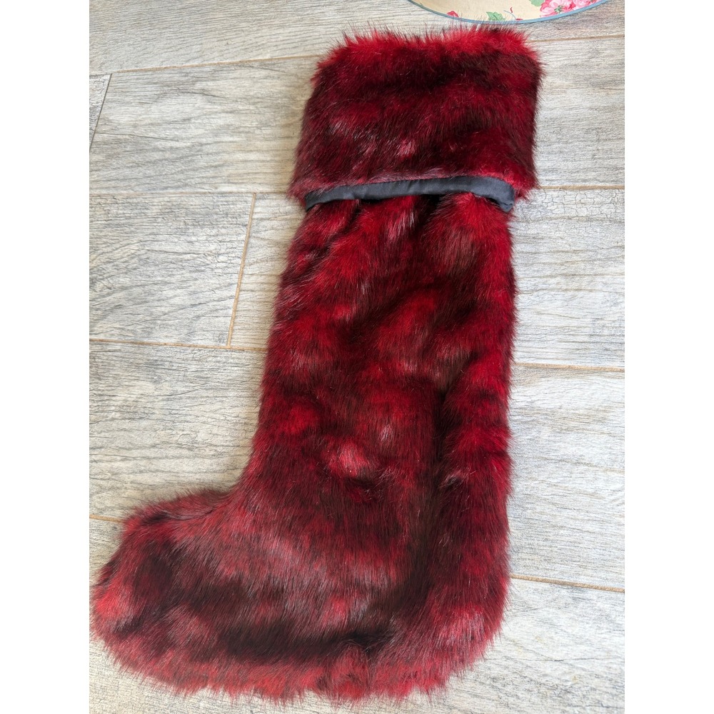 Nicole Miller Home Christmas Stocking NWOT Luxury Faux Fur Holiday Decor 22"